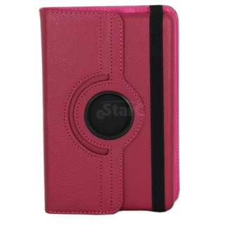 Hot Pink  Kindle Fire 360 Degree Rotating Leather Case Cover w 