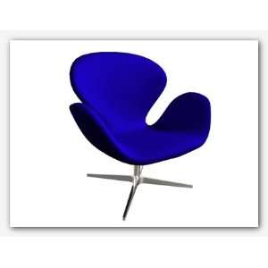  Arne Jacobsen Inspired Swan Chair in Blue Fabric