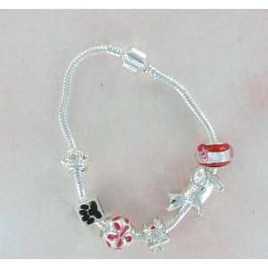 European Sterling Silver 8 Bead Charm Friendship Story Bracelet with 