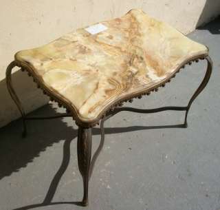 Nice old French bronze and onyx side table # 07055  