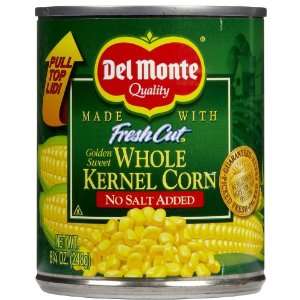 Del Monte Whole Kernal Corn, No Salt, 8.75 oz, 12 pk  
