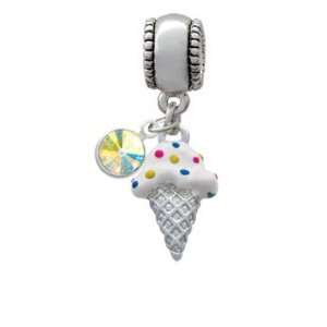  2 D Vanilla Ice Cream Cone with Sprinkles European Charm 