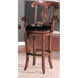  Classic Style Brown Finish Wood Swivel Arm Bar Stool Counter Chair 