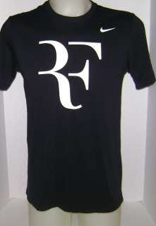 New NIKE Men`s Roger Federer RF Tennis Tee Shirt Black/White  