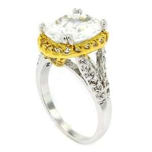  Vintage Royal Engagement Ring w/White CZs Size 5 Alljoy 