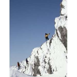  Mountain Climbers Descend a Rime Plastered Peak Stretched 