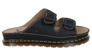 Dr Martens Mens Sandals 8093 2 Bar Slide Grizzly Black Leather Slides 