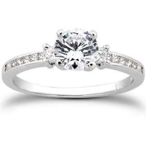  Designer Round Diamond Engagement Ring in 14K White Gold 