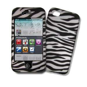 iPhone 4G, iPhone 4S Zebra Design on Black Hard Case, Protector Cover 
