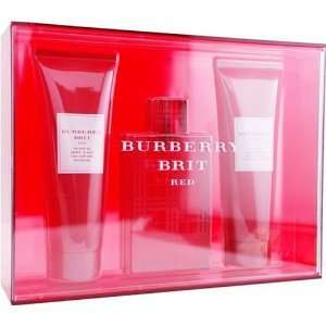Burberry Brit Red Set for Women 3 Pcs ( 3.3 Oz Eau De Parfum Spray 