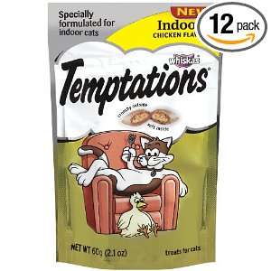 WHISKAS TEMPTATIONS Treats for Cats Indoor Chicken, 2.1 Ounce (Pack of 