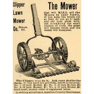  1907 Ad Clipper Lawn Mower Company Dixon Kill Weeds 