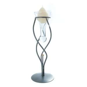   Metal Twist Stand Glass Droplet Candle Holder 33cm Table Decoration