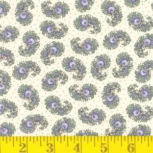  45 Wide Paisley Bloom Lavender/ Natural Fabric By The 