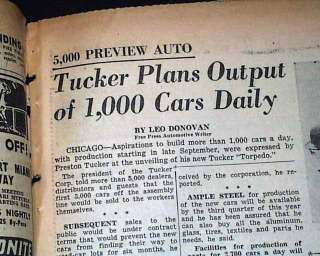   TORPEDO SEDAN Automobile 1st DEBUT in Detroit MI Newspaper  