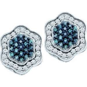   White Diamond Flower Design Stud Earrings Rodeo Jewels Co Jewelry