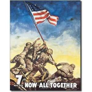 7th War Loan Bonds Iwo Jima US Flag WWII Retro Vintage Tin Sign 