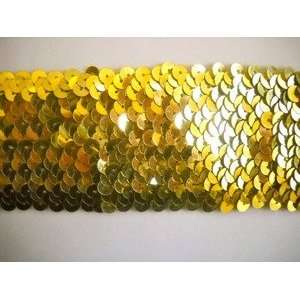   Gold Stretch Sequins Trim 2.25 Inch By The Yard Arts, Crafts & Sewing