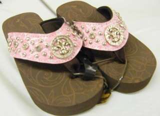 Kids Pink Rhinestone Jewel Sandals Flip Flops size S L  