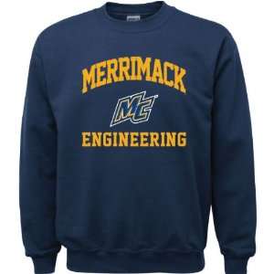 Merrimack Warriors Navy Youth Engineering Arch Crewneck Sweatshirt 
