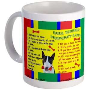 Bull Terrier Property Laws 1 WhtBlk Funny Mug by   