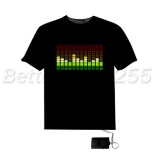 Sound Activated Light Up And Down DJ Disco Dancing LED EL T Shirt Size