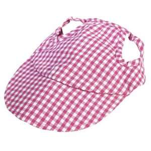  Pet Dog Clothing Apparel Gingham Hat Cap Pink Medium 