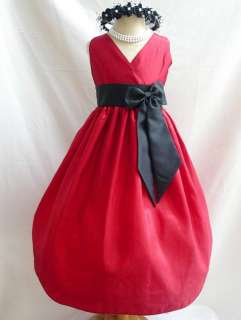 APPLE RED BLACK FLOWER GIRL PAGEANT PARTY DRESS 1   14  