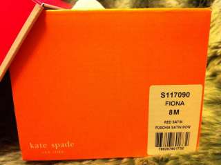 size 8 100% AUTHENTIC Kate Spade Satin Red Bow Fiona Ballet Flat shoes 