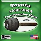 Toyota Transponder Ignition Door Key Blank 1998 1999 2000 2001 2002 