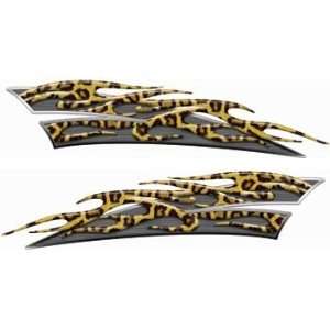   Reflective Lepard Print Motorcycle Gas Tank Flame Decals Automotive