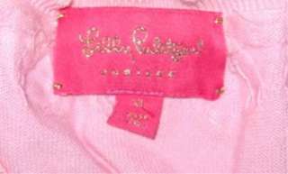 LILLY PULITZER JUBILEE Pink Cotton Cardigan Sweater w Braid Trim   Sz 