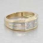   Mens 14k Yellow & White Gold Diamond Vintage Wedding Band Ring  