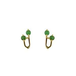   18K Yellow Gold Emerald Drop Earrings with covered screwbacks Jewelry