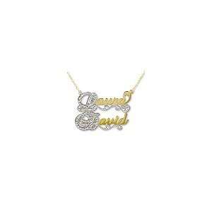 ZALES Script Couples Name Necklace in 10K Two Tone Gold with Diamond 