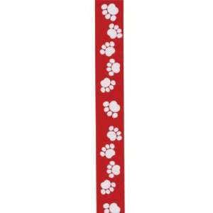   Performance Satin Pawprint 25 Yard Dog Ribbon, White/Red