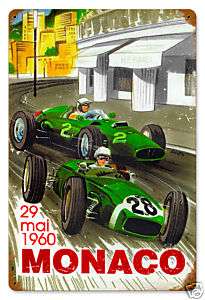 Monaco Grand Prix 1960 vintage look Formula 1 racing metal sign  