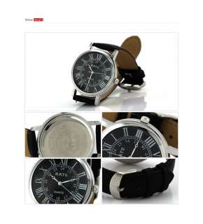   Classic Black Wrist Watch Silver Case Black Strap Roman Numeral  