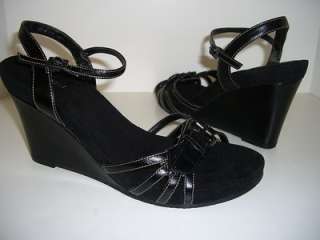 NINE WEST ARDIJANAZU NEW Womens Wedge Sandals Black Shoes US Size 11 