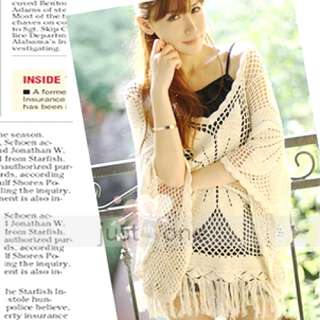 fashion casual women lady girl tassel crochet top blouse knit shirt 