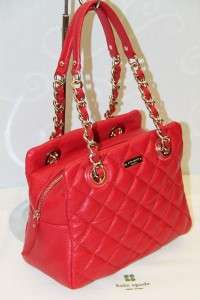 Kate Spade Gold Coast ELIZABETH Quilted Red Leather Satchel Bag #KS 01 