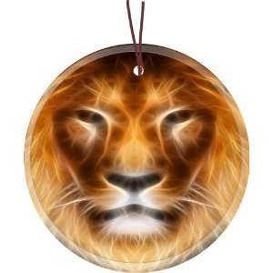  Rikki Knight Lion Design Glass Round Christmas Tree 