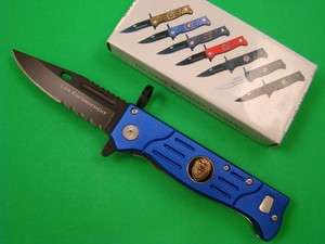   Assist Open SS Bayonet Blue Alum Hdls Folding Pocket Knife YC 543P MJB