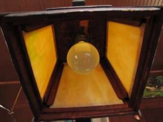 Antique MISSION Cantilever Slag Glass Table Lamp Stickley Era  