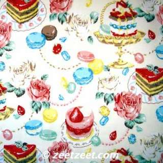 Japanese~CAKE & ROSES~IVORY Party Quilt Fabric 1/2 Yd.  