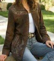SCULLY LEATHER BUFFALO SUEDE HOMBRE ADOBE BROWN JACKET HEMP EMBROIDERY 