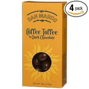 Dan Marco Coffee Toffee In Dark Chocolate, 4 Ounce Boxes (Pack of 4 