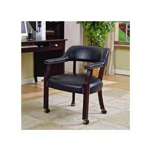  Office Guest Visitor Arm Chair on casters in Navy vinyl 