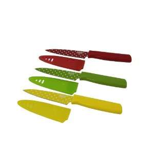  Kuhn Rikon Colori Art Paring Knife, Red/Green/Yellow Polka 