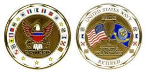 US NAVY RETIRED MILITARY NAVY CHALLENGE COIN  